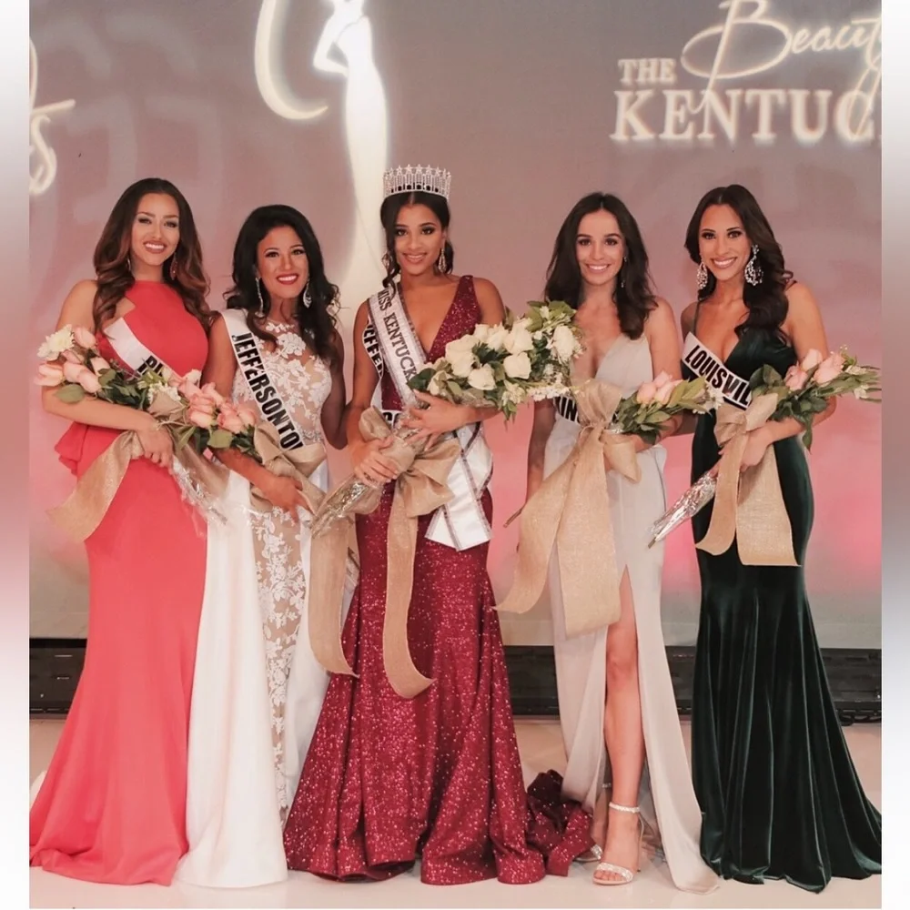 Gray Jovani Lace Up Gown - Picture 3 of 3